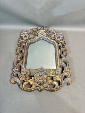 Small Wall Mirror Ornate Gold Design Floral Frame